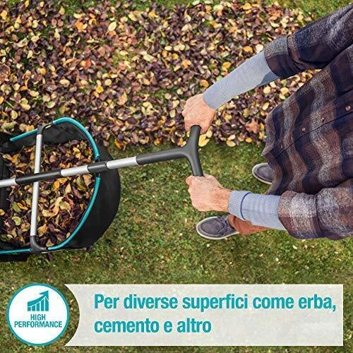 Gardena 3565-20 Raccoglitore di Foglie ed Erba a Spinta 49 cm regolazione altezza 8.19 Kg colore Nero Blu Argento