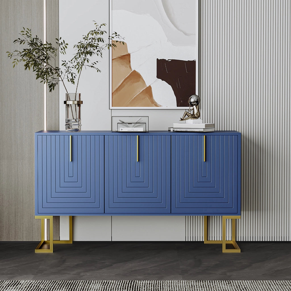 Credenza con 3 ante e ripiani regolabili; per soggiorno e cucina; in MDF; navy