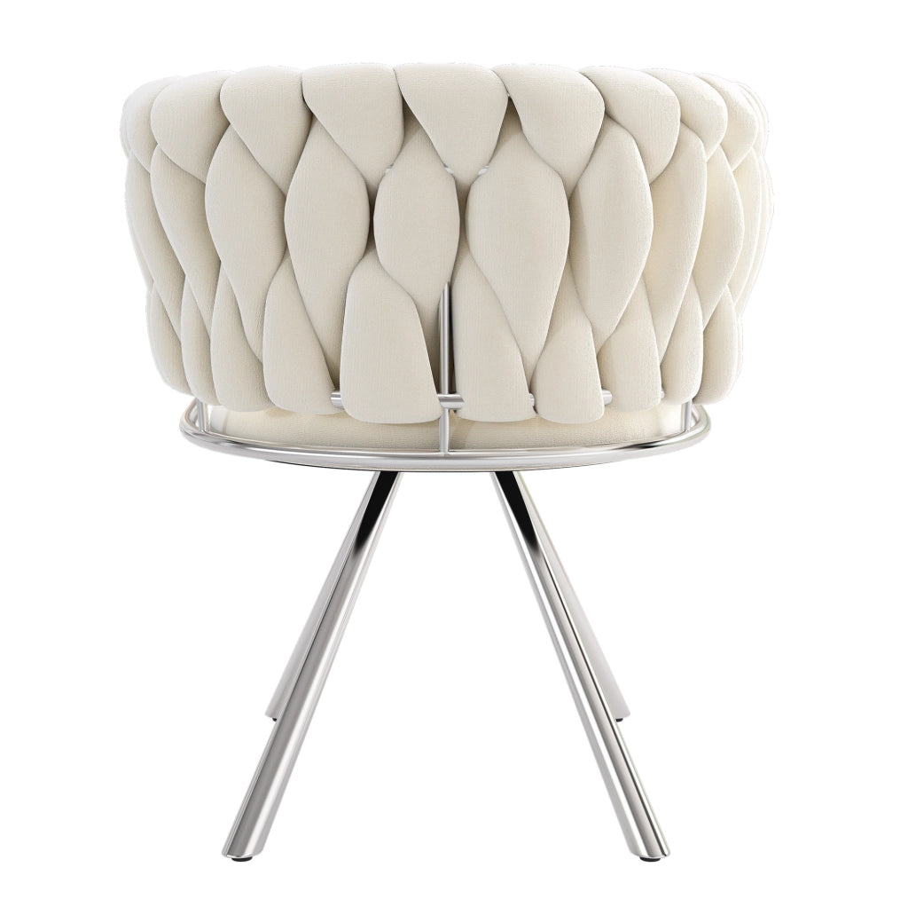 Set di 6 sedie da pranzo girevoli con schienale ergonomico in velluto beige