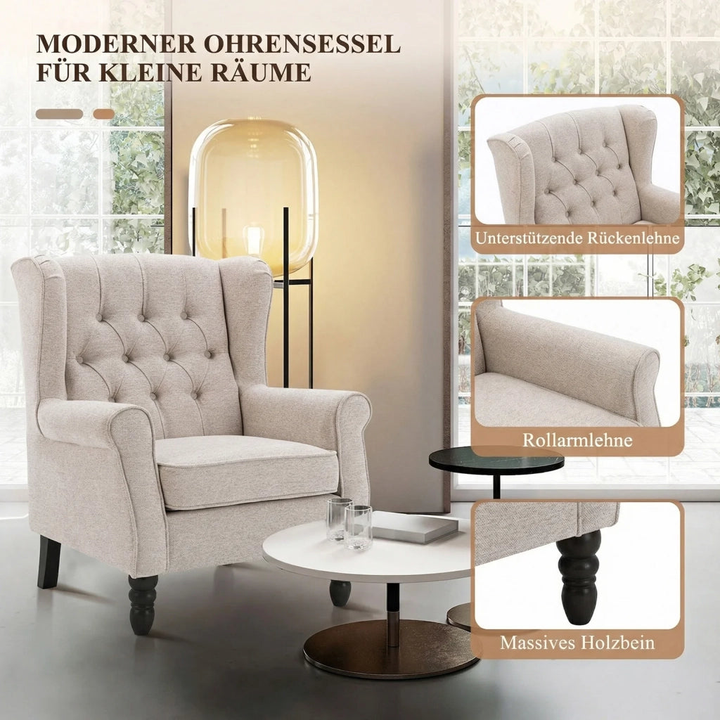 Poltrona Design Minimalista, Comfort e Stile per Interni Moderni - Beige