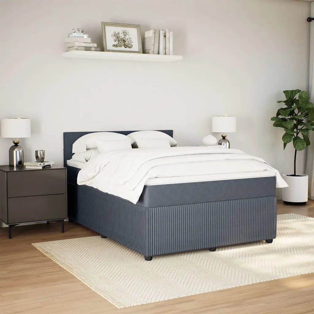 Giroletto a Molle con Materasso Grigio Scuro 160x200 cm Velluto