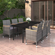 Set da Pranzo da Giardino con Cuscini 7 pz Polyrattan e Vetro cod mxl 71973