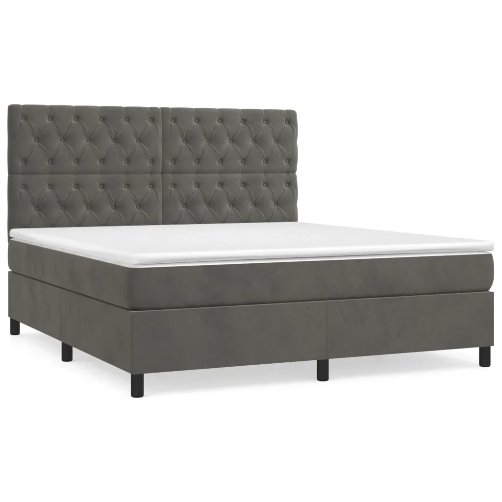 Giroletto a Molle con Materasso Grigio Scuro 160x200 cm Vellutocod mxl 75844