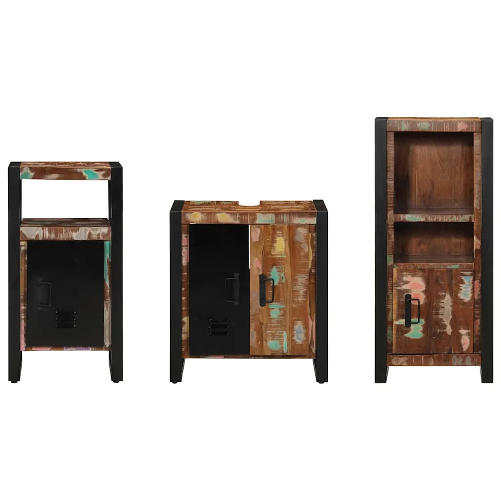 Set di mobili per il bagno 3 pcs Legno Recuperato Massello