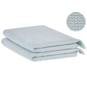 Set di 2 asciugamani bagno in spugna di cotone verde menta con nappe decorative