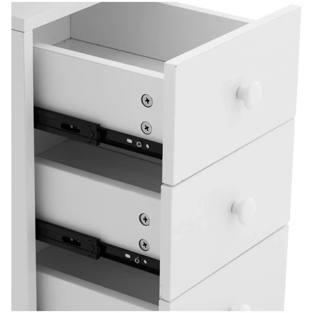 Tavolo manicure 119 x 45 x 77 cm 8 cassetti 8 ruote aspirapolvere MDF bianco 14_0009979