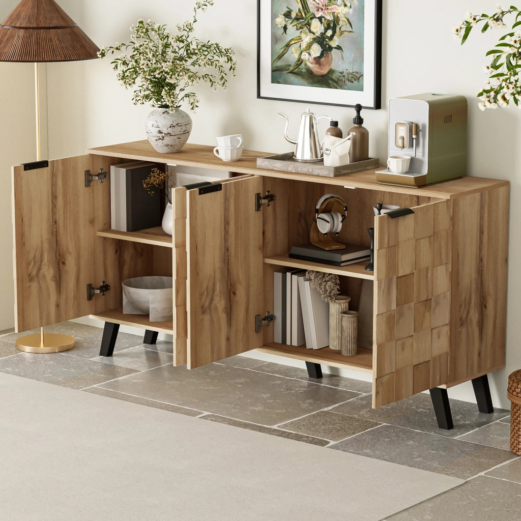 Credenza con 4 ante e ripiani regolabili per soggiorno; camera da letto e sala da pranzo; legno; 160;5 × 35;5 × 78 cm