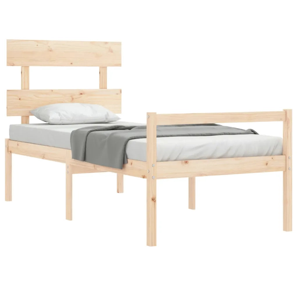 Letto per Anziani con Testiera 90x200 cm in Legno Massello 3195336