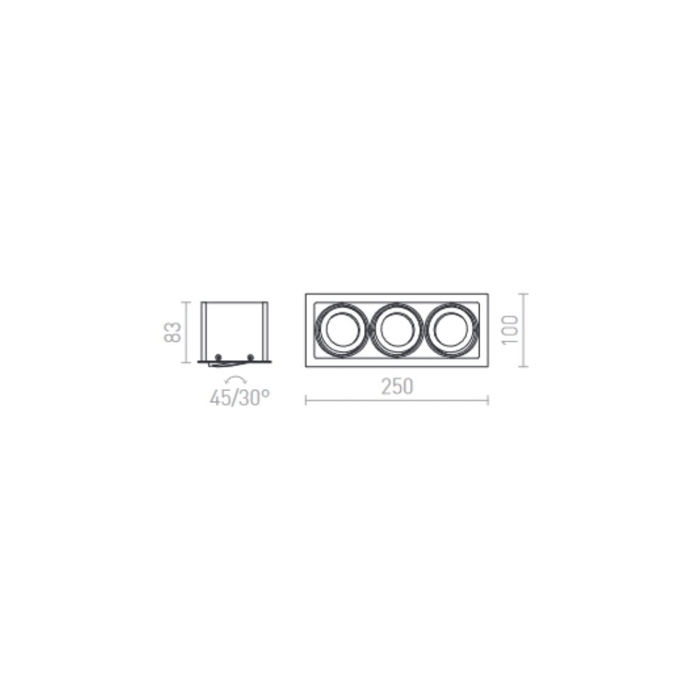 Faretto da incasso FIZZ III inclinabile alluminio 12V GU5,3 3x50W