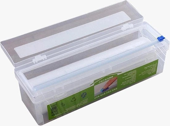 Dispensatore di Pellicola di Protezione per Cucina in Plastica con Taglierino a Scorrimento - Scatola di Stoccaggio per Pellicola Vetrata