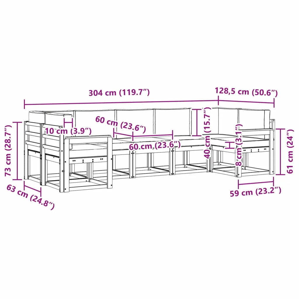 Set di divani da esterno 7 pz Bianco e Beige 3388147