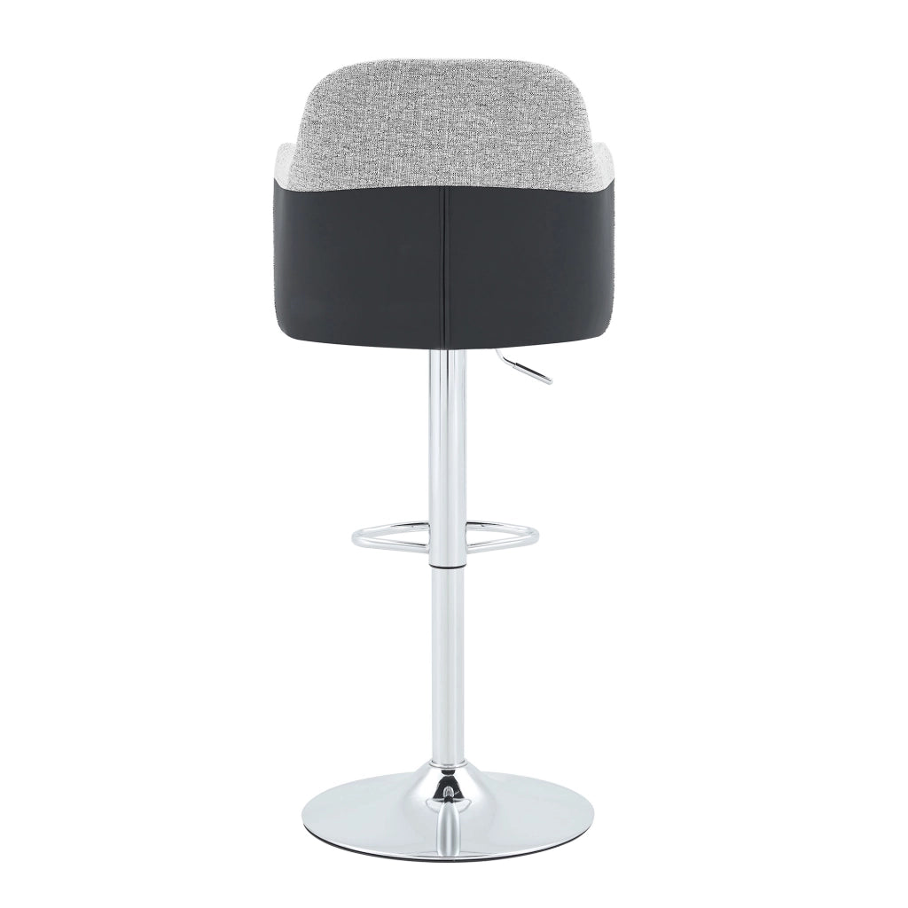 Sgabello da bar girevole e regolabile in altezza con braccioli e poggiapiedi in tessuto grigio chiaro 88 × 49 × 54,5 cm