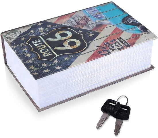 Cassaforte Portatile - Metallo - Libro Segreto - Chiusura a Chiave - Progettata per Resistere - Dimensioni 7,09 x 4,53 x 2,17 Pollici - Cassetto Segreto