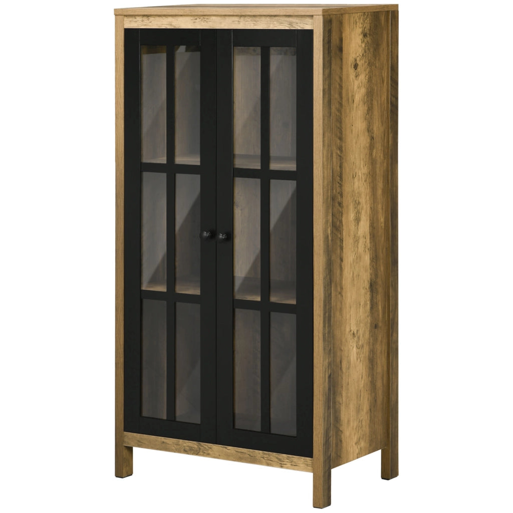 Credenza Moderna a 2 Ante in Vetro e Legno ¨C Minimal ¨C 60x35x120cm, Marrone
