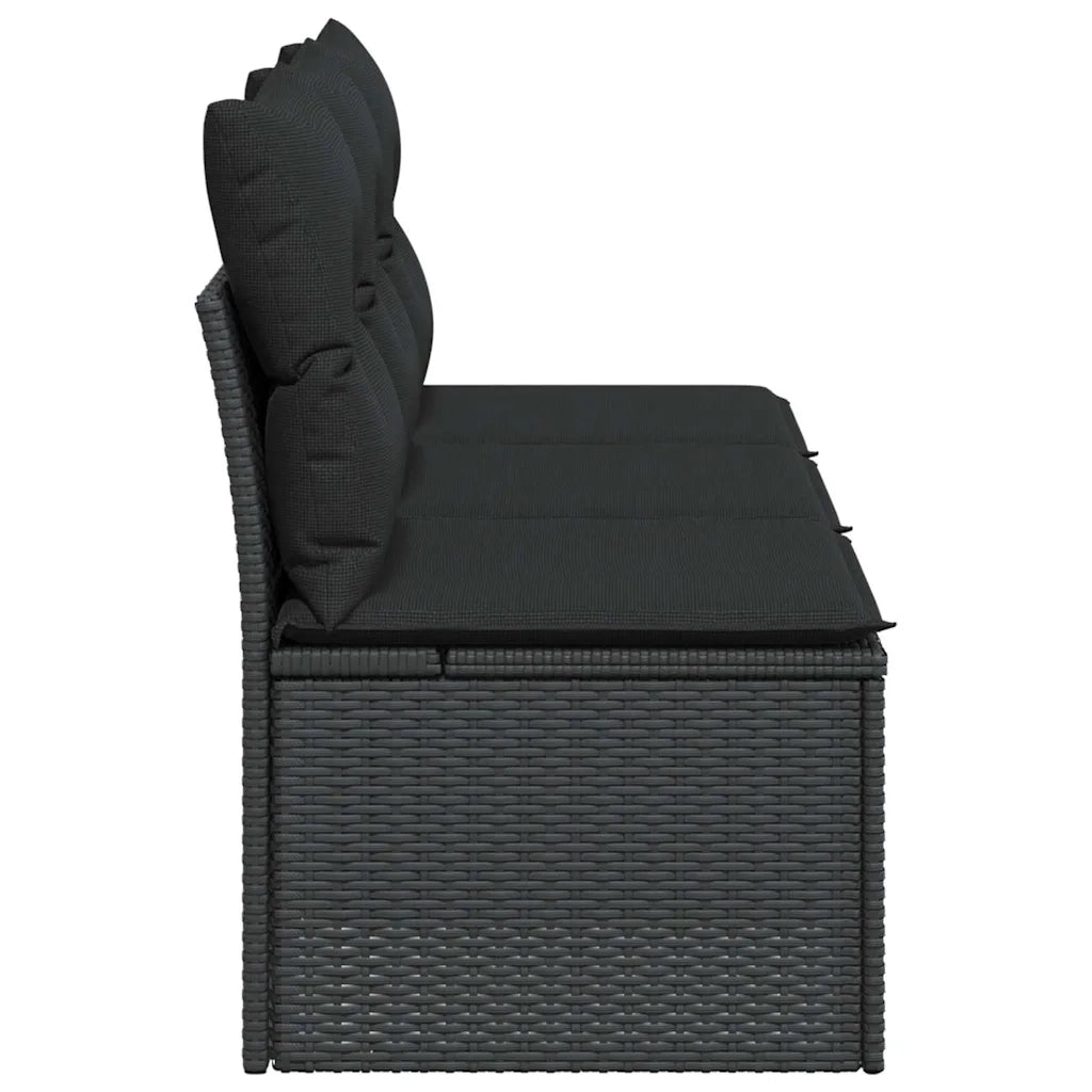 Divano da Giardino con Cuscini 3 Posti-Sofa da giardino nero in polyrattan 942919