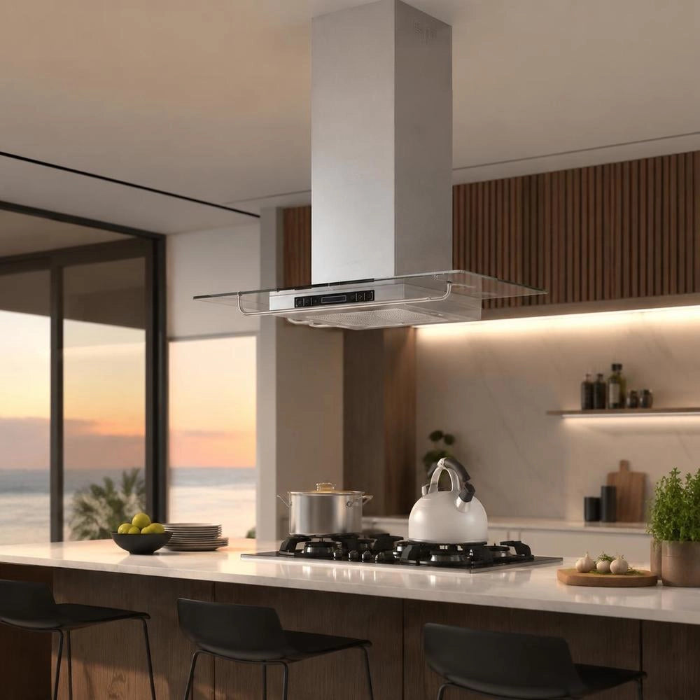 Island Extractor Hood With LCD Display