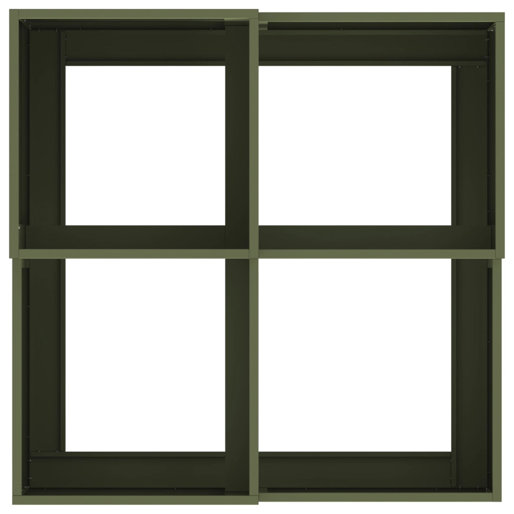 Fioriera da giardino  80x80x48 cm Verde oliva Acciaio
