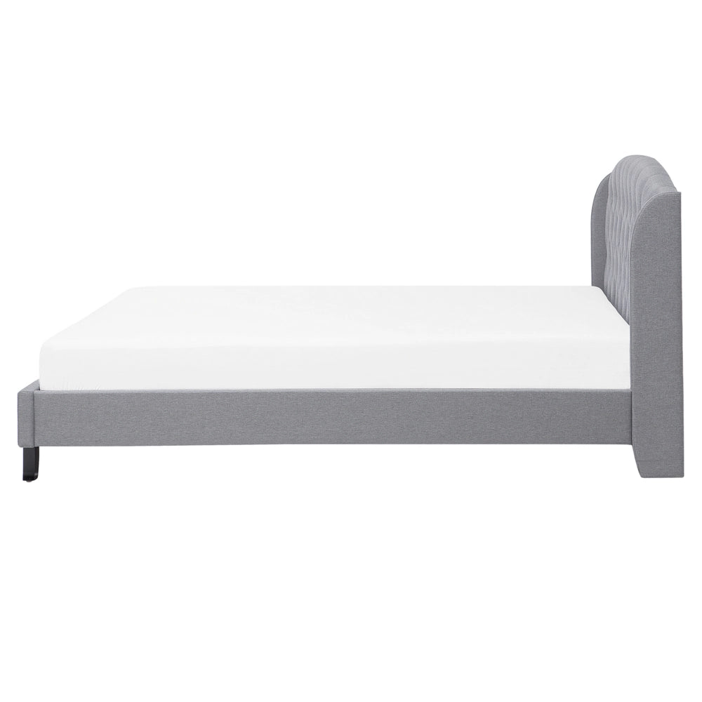 Letto a doghe Tessuto di poliestere grigio Poggiatesta trapuntato imbottito 160 x 200 cm Design moderno