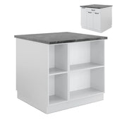 Isola cucina Fame-Line Bianco rustico/Bianco 90 cm con cassetto, senza piano di lavoro Vicco