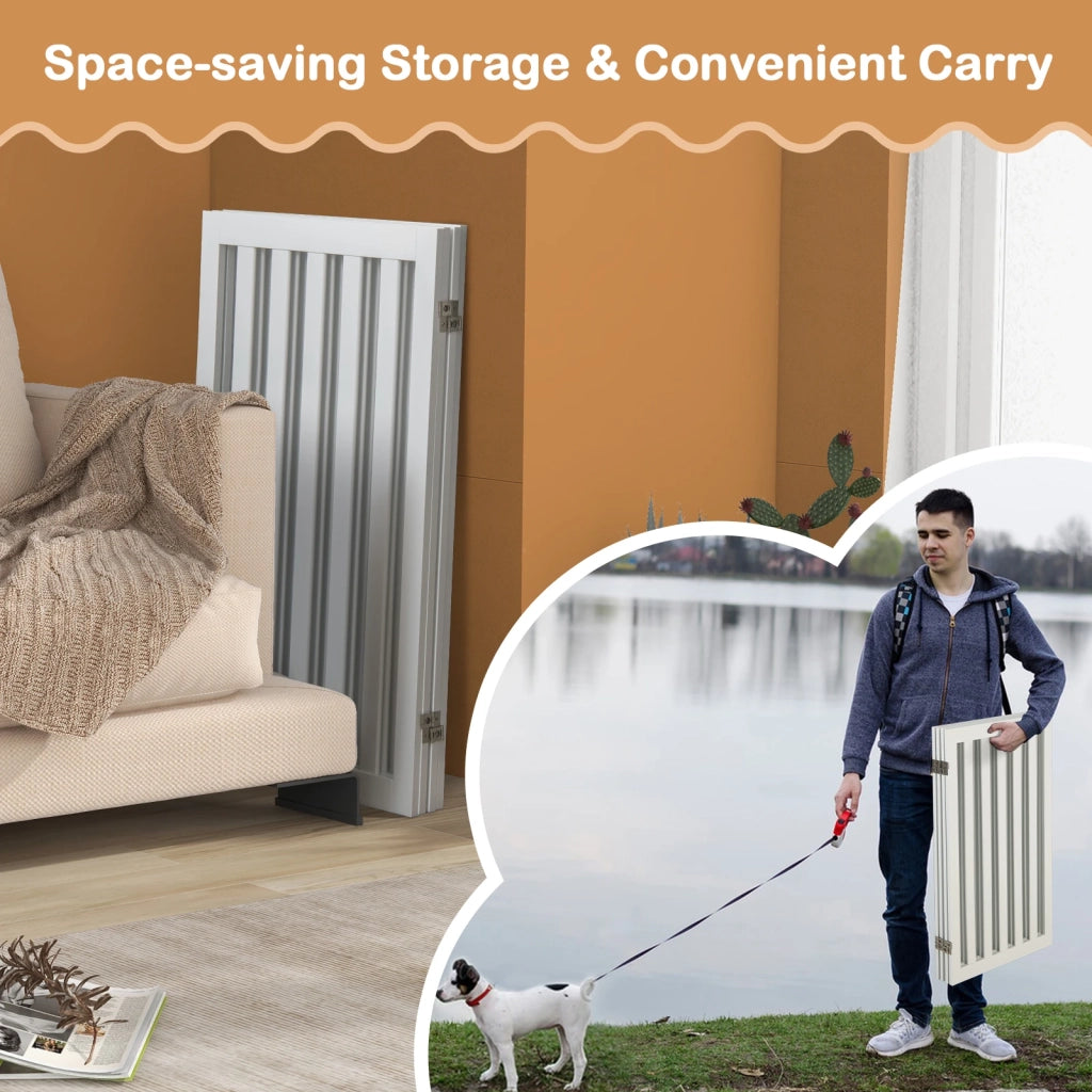 Barrier dogs 89cm high 4 panels safety gate wood folding white