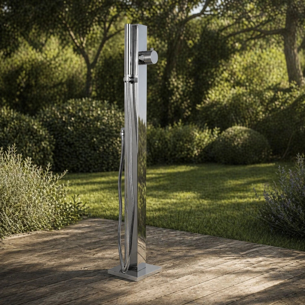 Fontana da giardino a colonna esterno salice acciaio inox con miscelatore 100 cm *** confezione 1