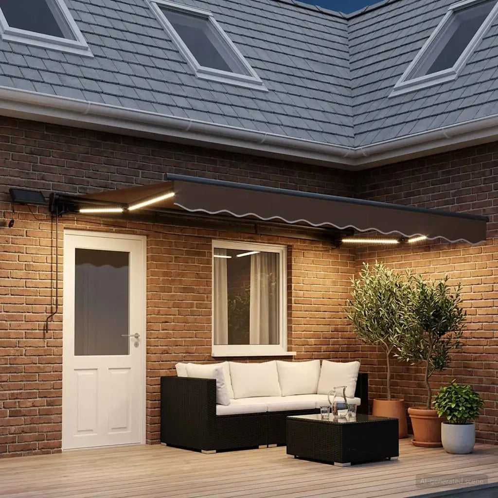 Cornice per Tenda Manuale con LED Tortora 4,5 × 3 m 3426248