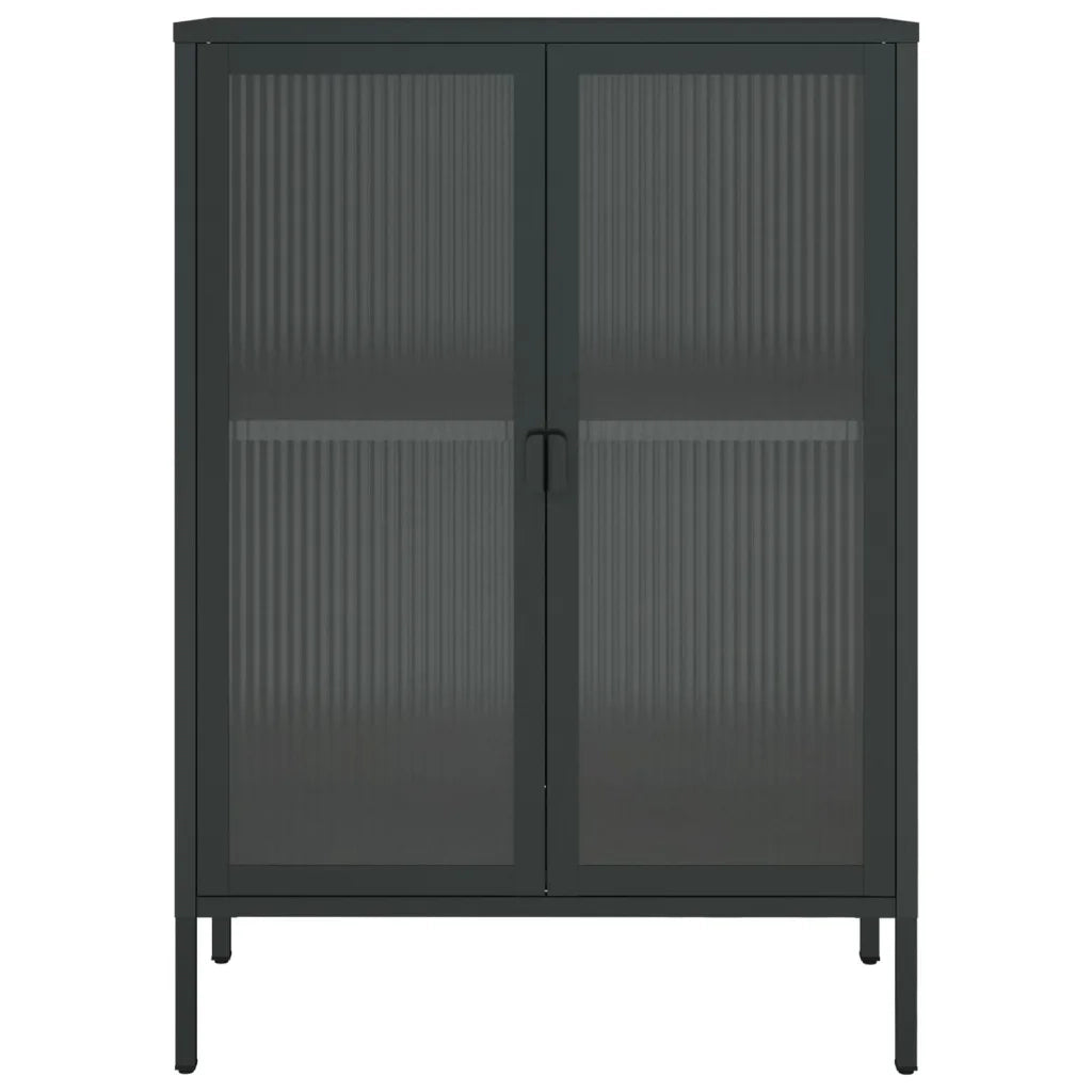 Credenza Nera 75x35x105 cm Vetro e Acciaio 353003