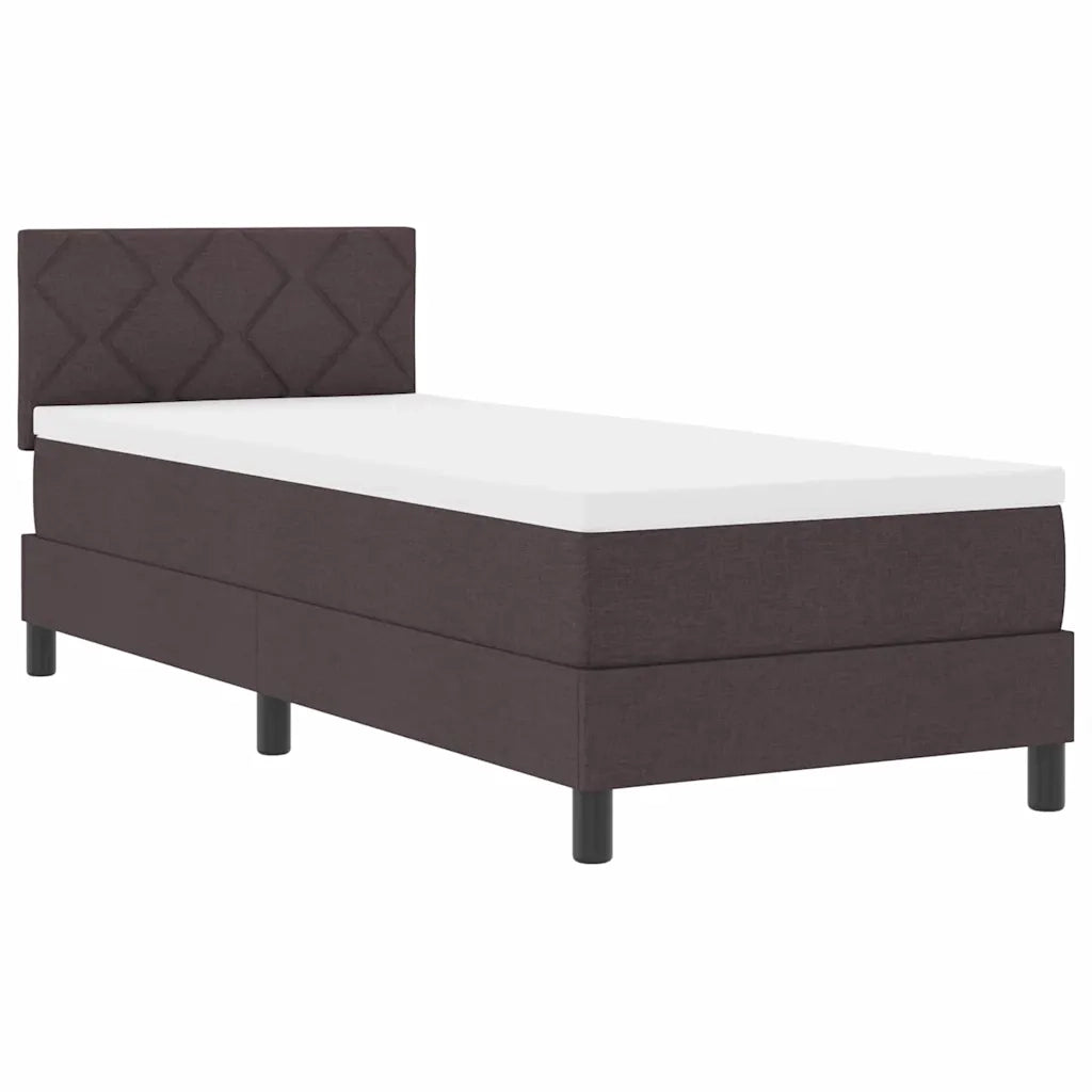Letto a molle con materasso Marrone Scuro 80 x 200 cm Tessuto