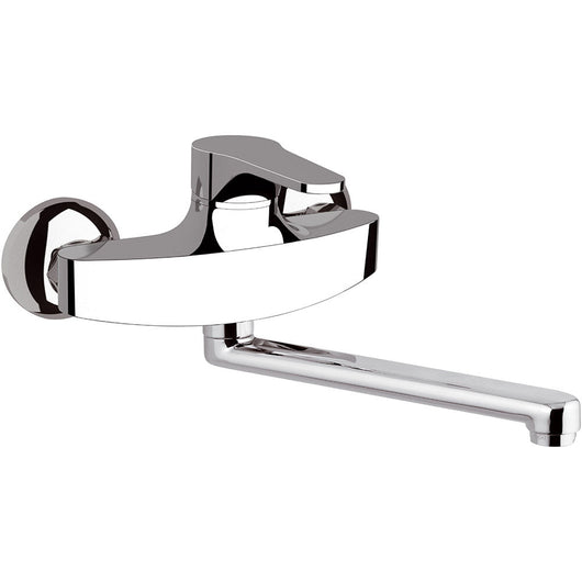 Rubinetto Miscelatore Monocomando Girevole Lavello a Parete in Ottone Mariani Surf Cromato