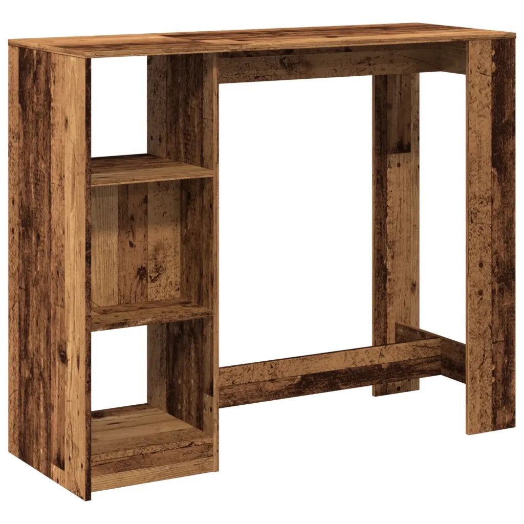 Tavolo Bar con Ripiano Legno Antico 124x46x103,5 cm Multistrato