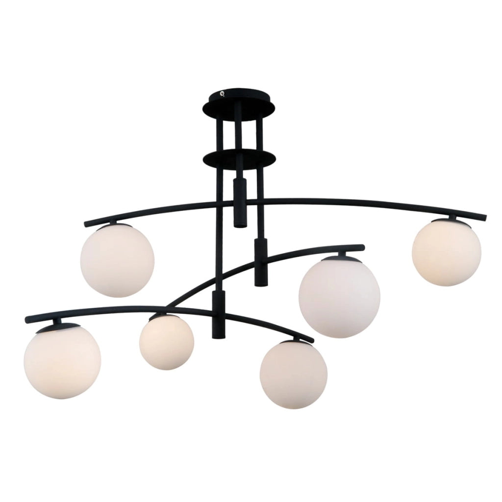 Lampadario Italux Senai moderno nero 6xG9 vetro metallo