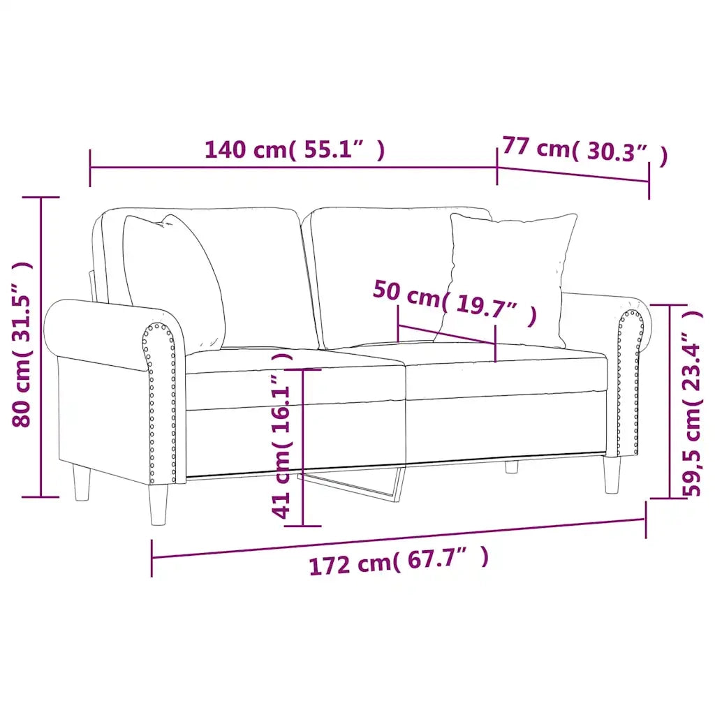 Divano a 2 Posti con Cuscini-Sofa 2 Posti con Cuscini Blu 140 cm in Velluto 813798
