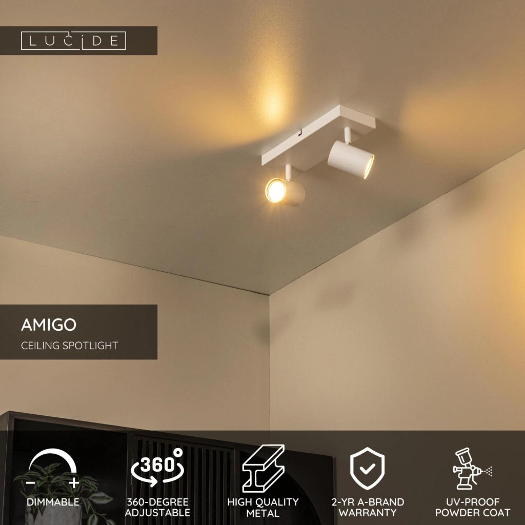 Faretto da soffitto AMIGO 2xGU10 bianco metallo Lucide