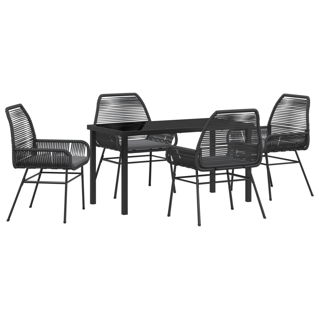 Set Mobili Giardino 5 Pz con Cuscini Rattan Polietilene Nero