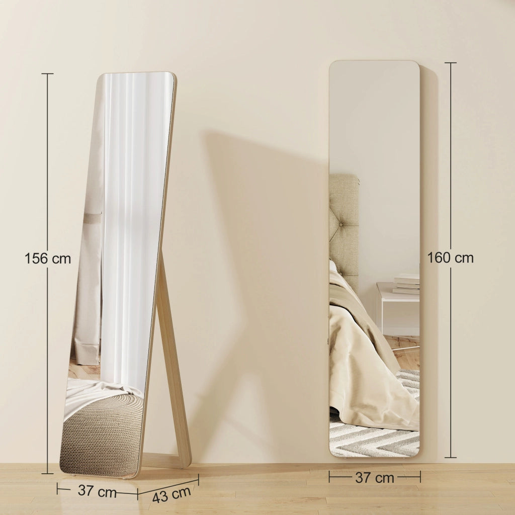 Specchio a Piede e Muro Rettangolare ¨C zephmum ¨C 37x43x156 cm Legno Naturale