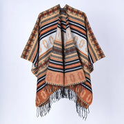 Sciarpa retr¨° boh¨¦mien con nappe per donna, mantello spesso