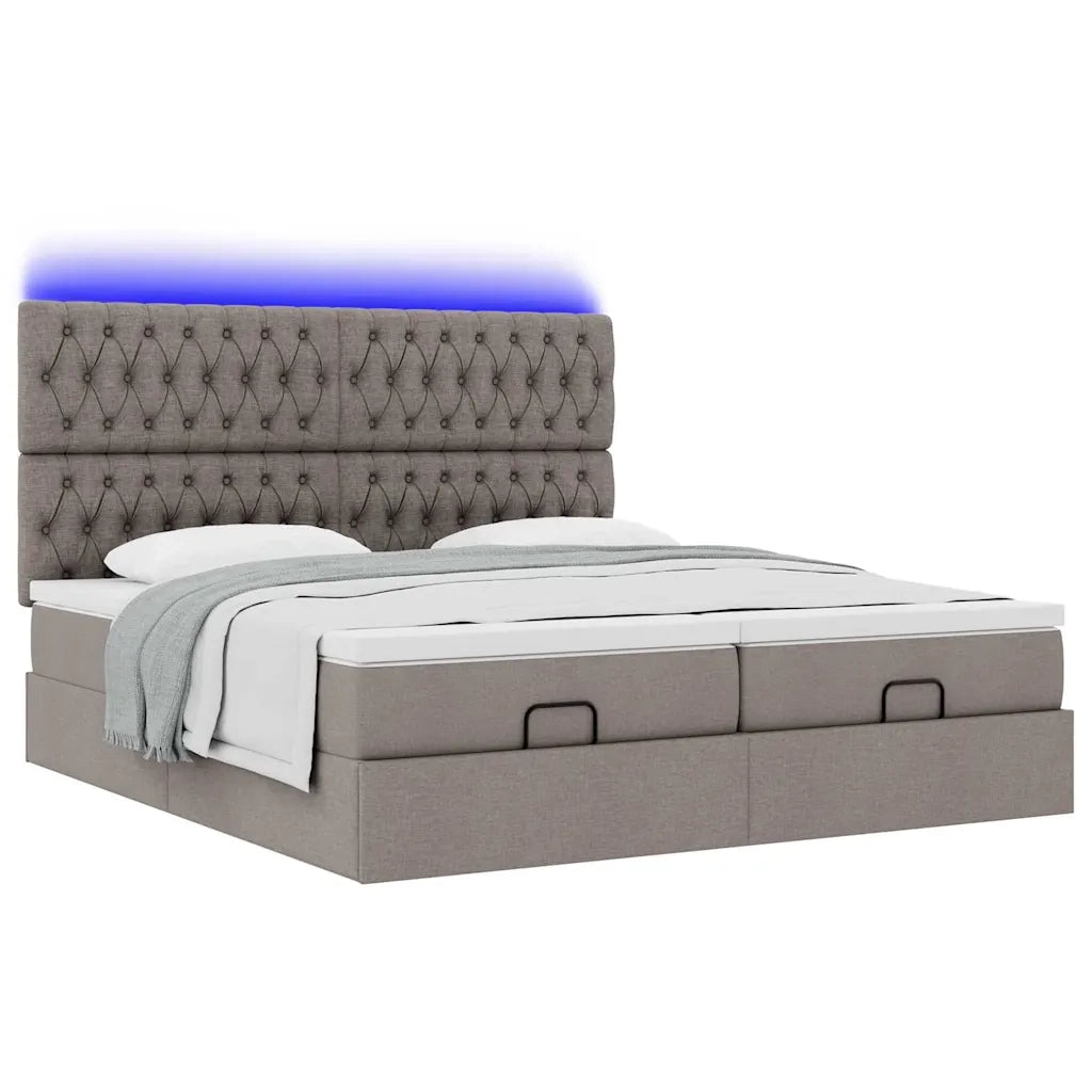 Struttura Letto Pouf con Materassi Tortora 160x200cm in Tessuto 3314559