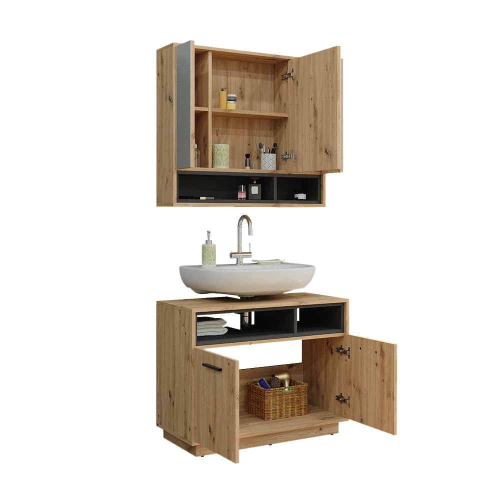 Vicco Set di mobili da bagno Rovere artigianale 2 parti