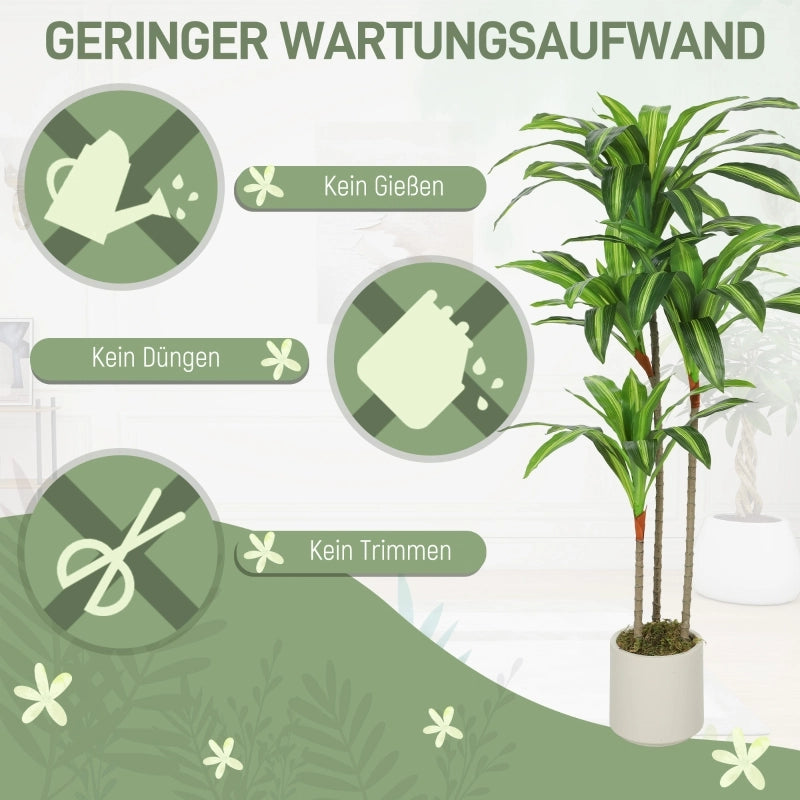 ALBERO ARTIFICIALE Dracena 120 cm Verde con vaso bianco