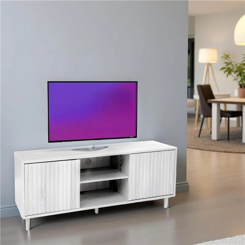 MOBILE PORTA TV COLORE BIANCO LEGNO 120X30X50 CM IN LEGNO TRUCIOLARE CON MELAMINICO + ANTE E RIPIANI