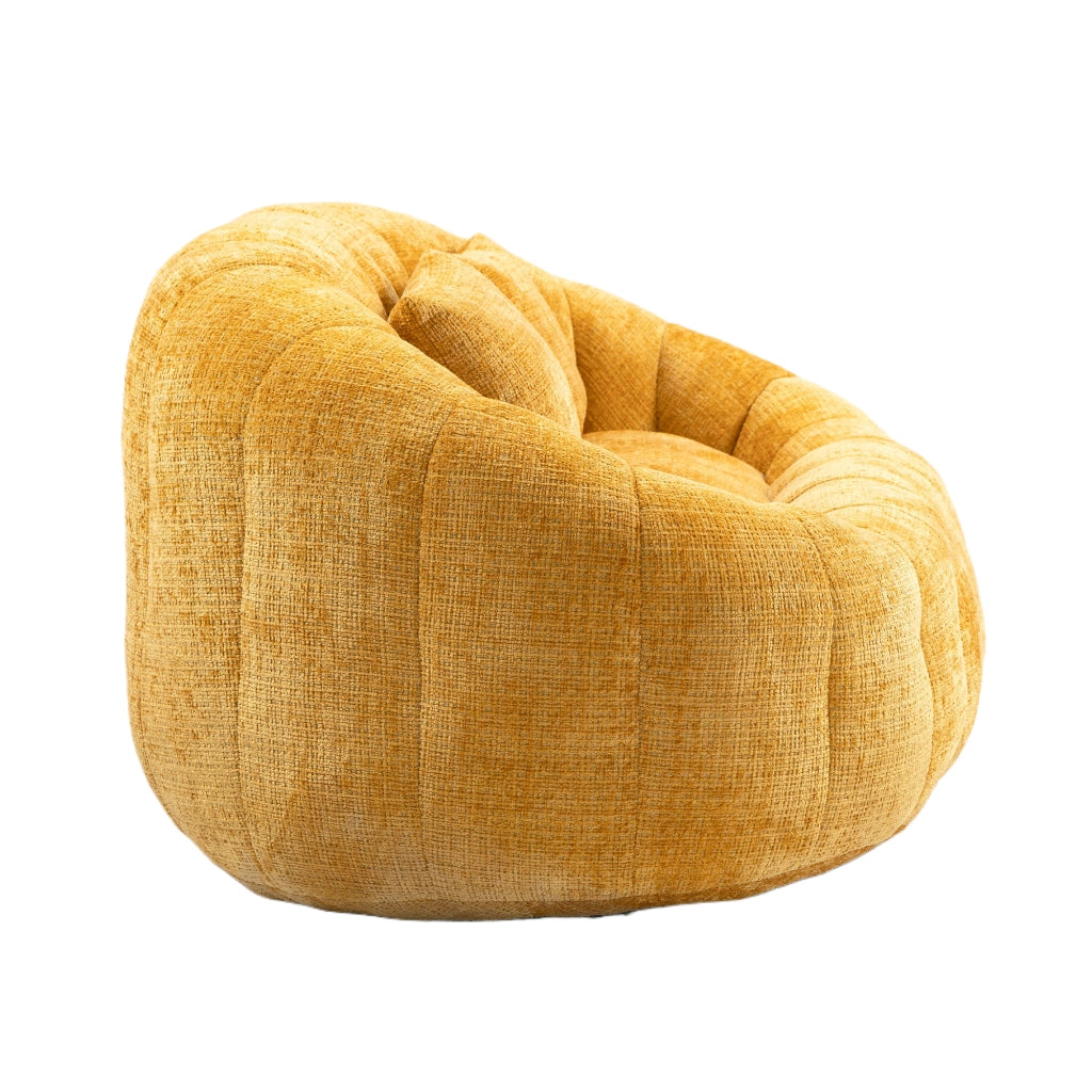 Sitzsack Lazy Sofa in Chenille Gialla, divano relax con imbottitura in memory foam, 150x95x63 cm