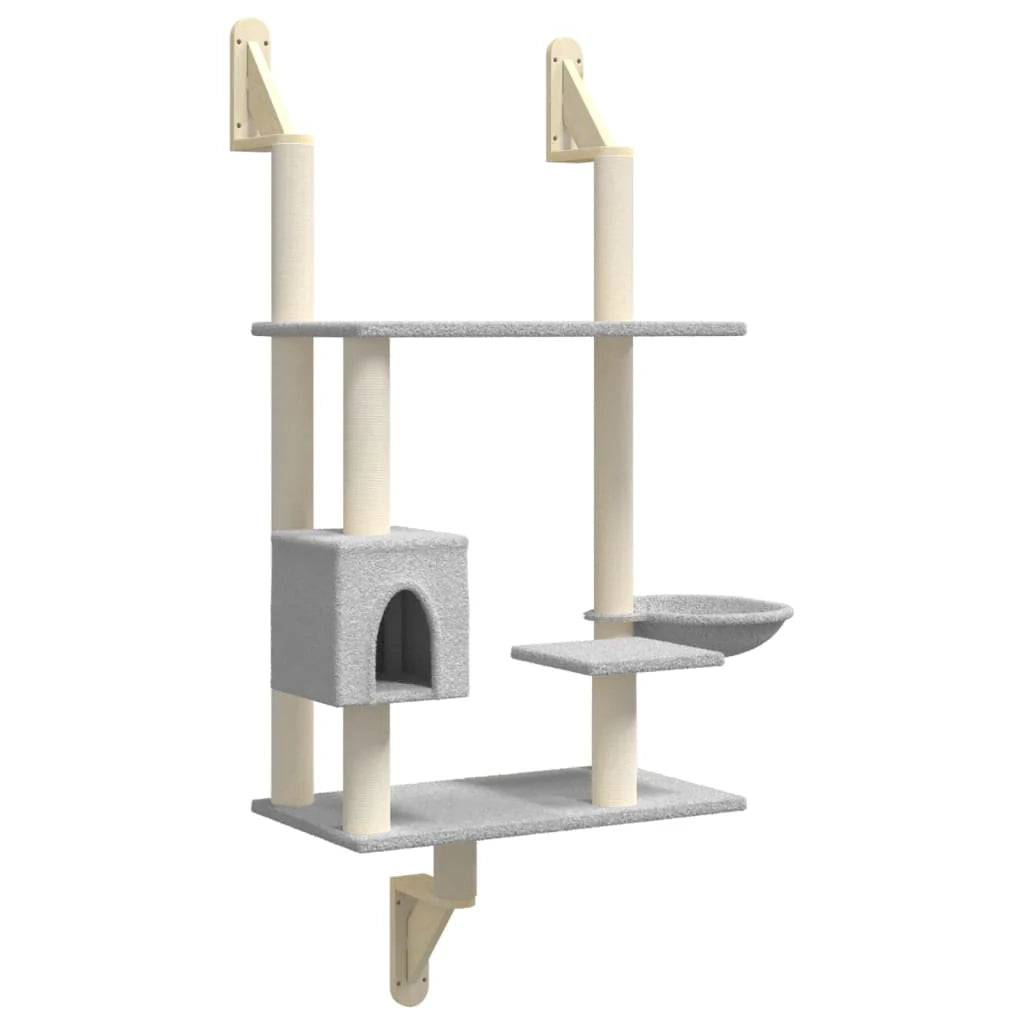 Tiragraffi per gatti torre per arrampicata giocattolo piattaforma per arrampicata da parete con tiragraffi luminoso 153 cm grigio 02_0022775