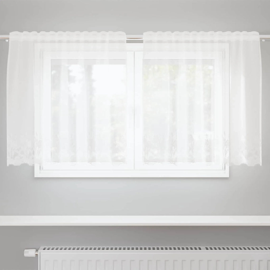 Tenda in Pizzo con tende Floreale Bianco 80 x 150 cm Poliestere 4107865