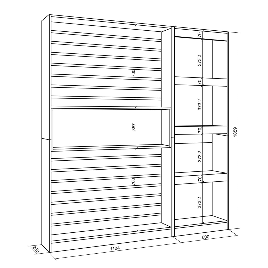 Libreria scaffale, 170x25x186cm, Soggiorno - Ufficio, Camino elettrico, colore Rovere e nero RF2335