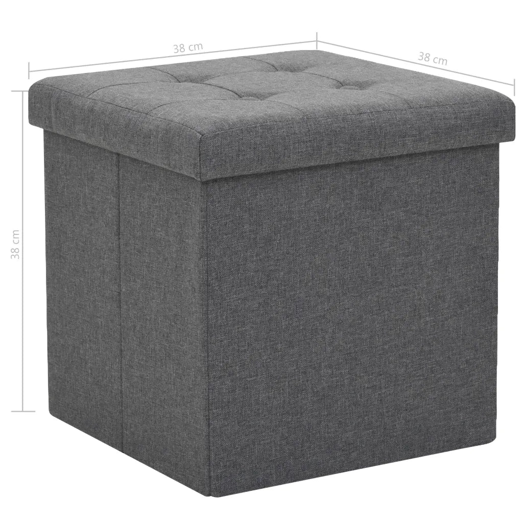 Sgabello Pieghevole con Contenitore Grigio Scuro in Simil Lino 247077