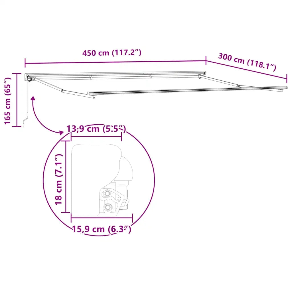 Struttura della tenda Regolabile Antracite 4,5 × 3 m Acciaio 42002529