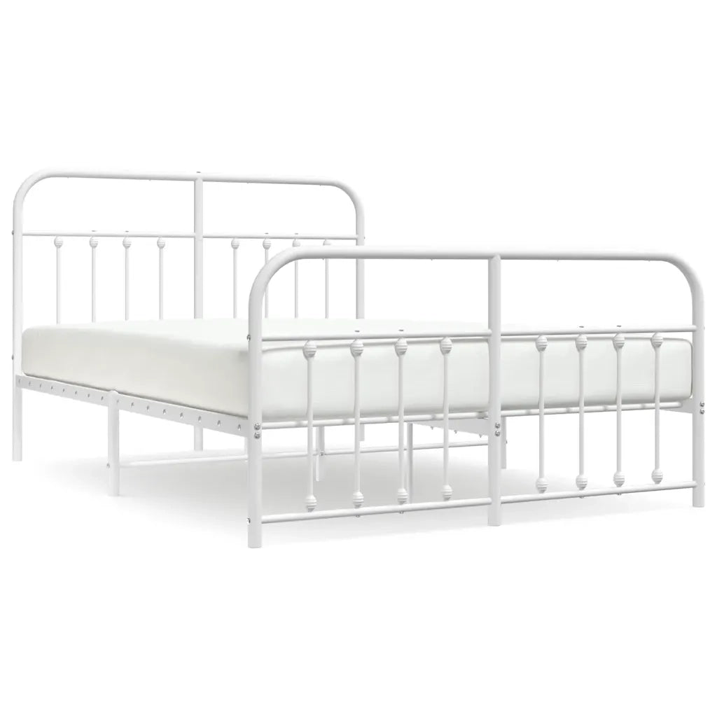 Giroletto con Testiera e Pediera-Struttura Letto Metallo Bianco 140x200 cm 216477