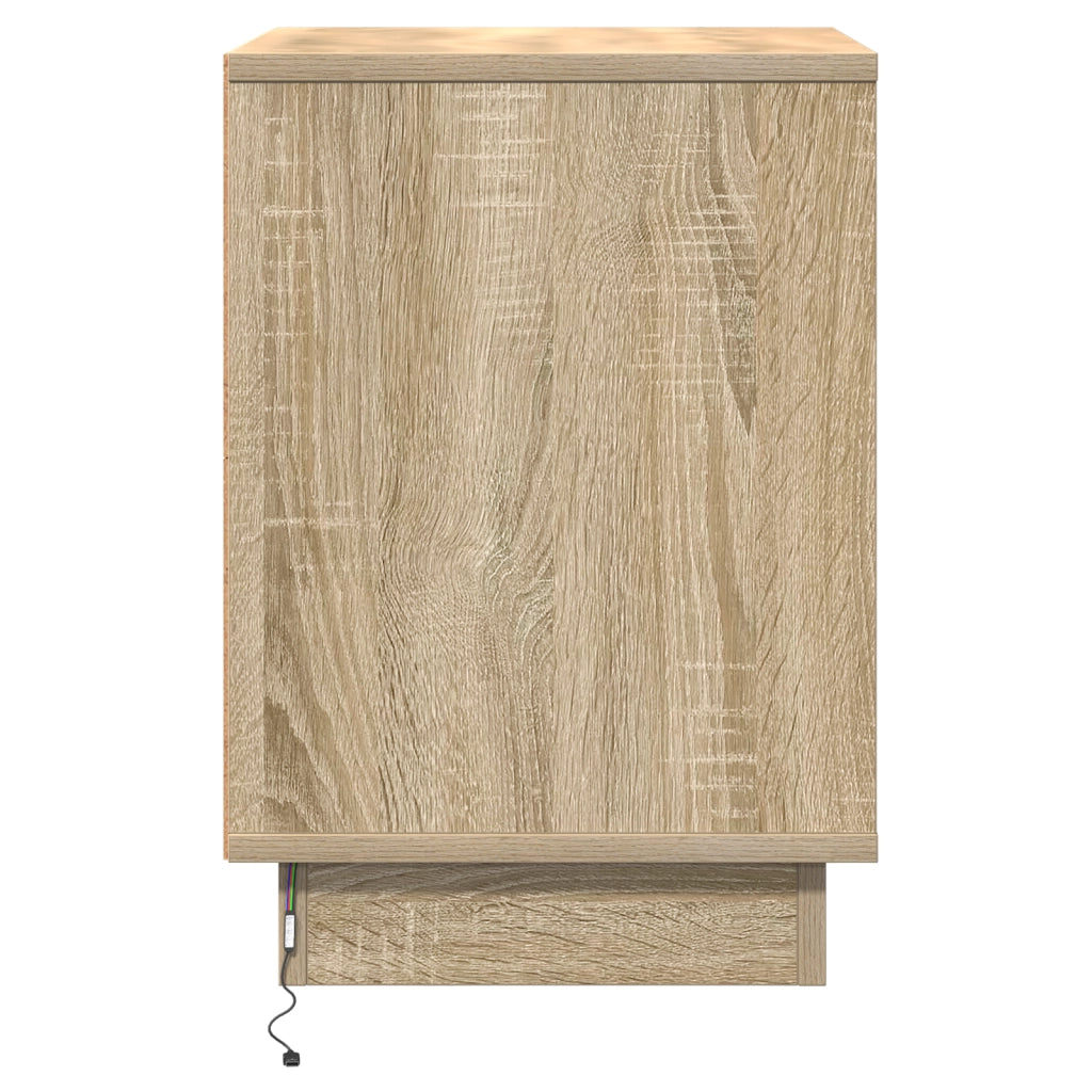 Cabinetti da Letto con Luci LED 2 pezzi Rovere Sonoma 39x34,5x50 cm