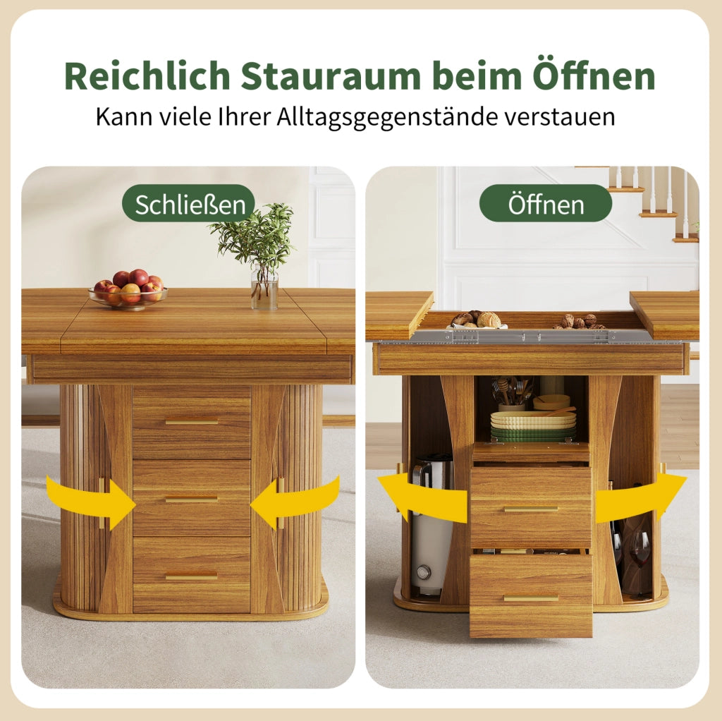 Tavolo allungabile in MDF color noce 118-158 x 118 x 77 cm