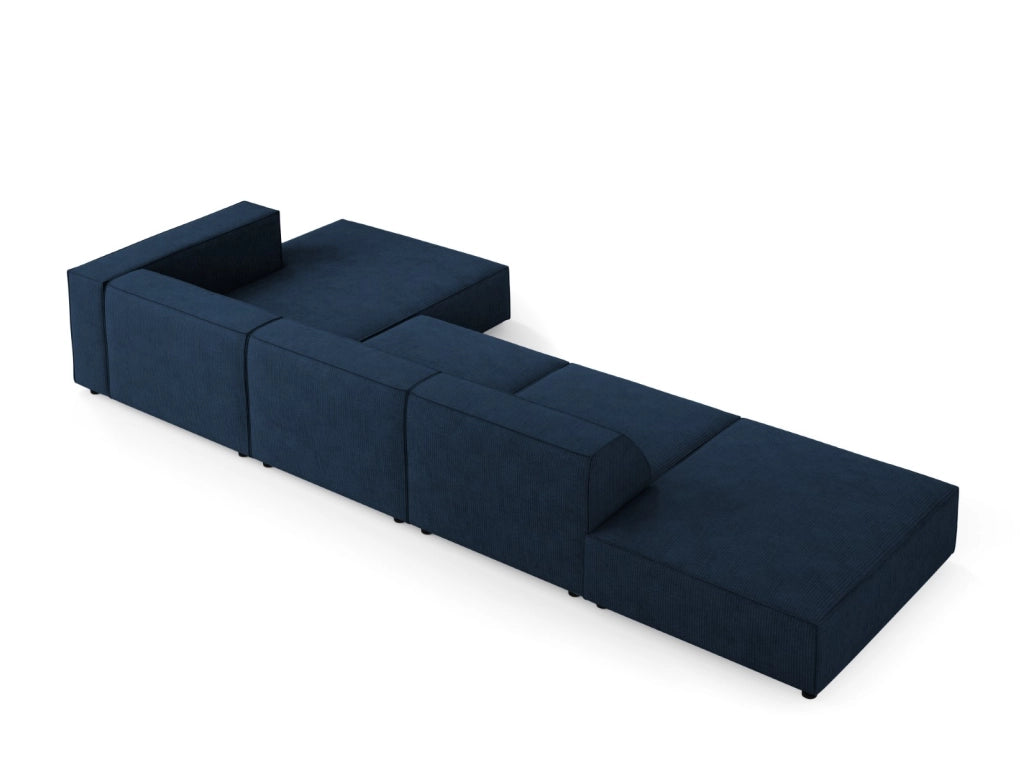 Cosmopolitan Design - Divano angolare destro "Arendal" 5 posti in ciniglia con effetto a coste blu reale 
